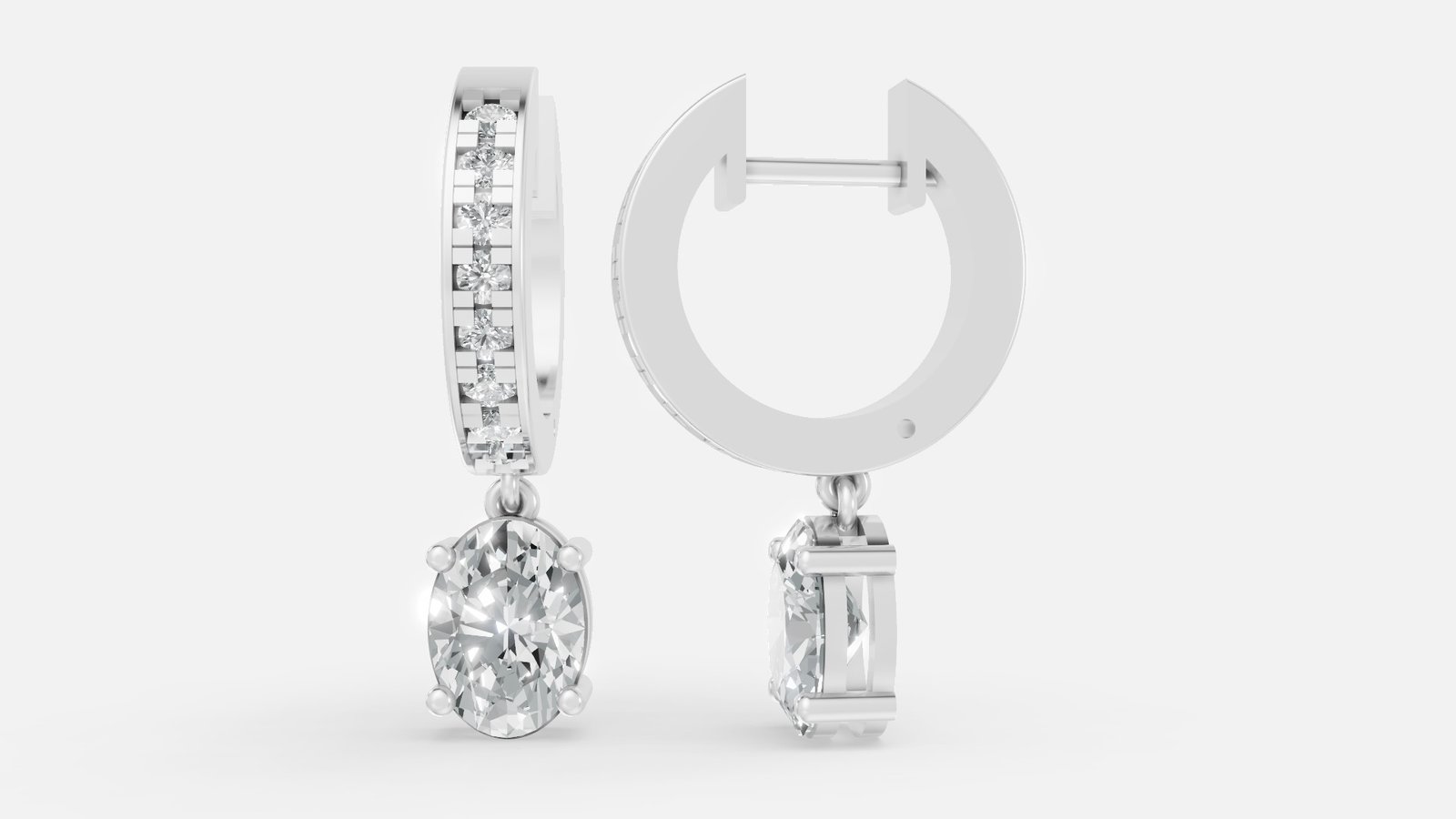 UYDE 0076-OV-1.00 EARRING 14K W 4.950 GRM Dia Pc - 18 Dia Wt - 2.500