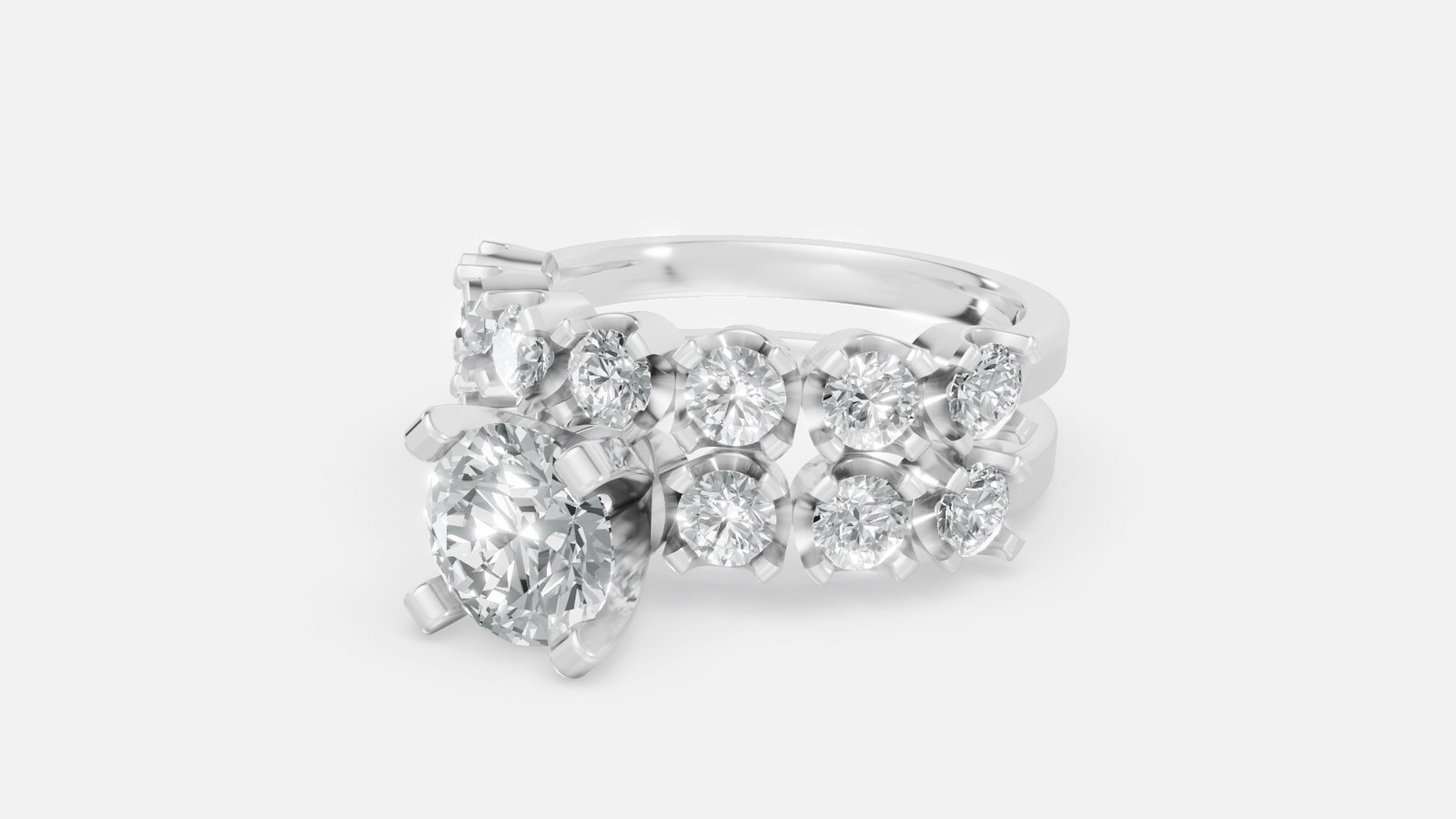 UYDR 0019 RING G14KW 4.137 GRM Dia pcs-14 Dia wt-2.4